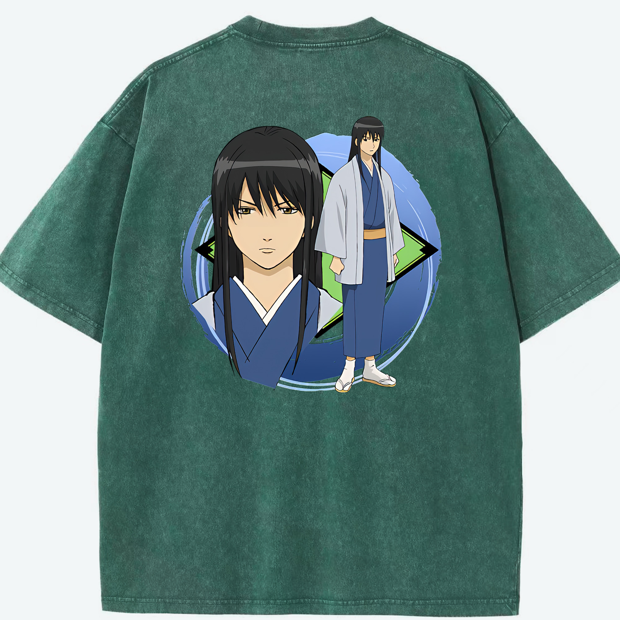 （画像用） ぎんたま 坂田銀時（さかたぎんとき） 神楽 志村新八（しむら しんぱち） GINTAMA Sakata Gintoki Kagura Shimura Shinpachi 綿100% ヴィンテージ風 半袖Tシャツ（背面プリント）